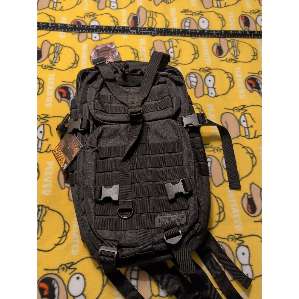 Highland Tactical Vantage Tactical BackpackBlack Molle Webbing NWT - Picture 1 of 7